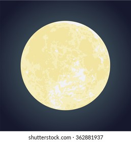 Vector image of bright moon shining in the dark night sky