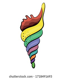 Vector image of a bright seashell. A nice and rainbow-colored picture will delight you and your loved ones.