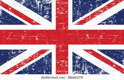 Vector Image of The British Flag. Grungy, worn, scratched style