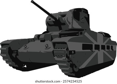 Vector image of a British medium tank. Stylization on a white background. Matilda	
