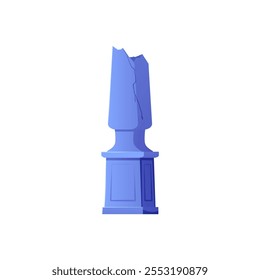 Vector image of a broken column in Roman architecture. An icon of ancient marble reliefs and vintage elements emphasizing antiquity and historical aesthetics.