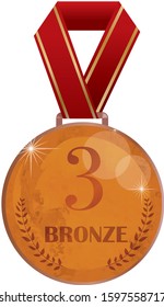 Vector image of bronze medal, watercolor style