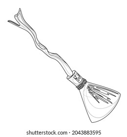 Vector image of a broom in detailed lines. Concept. Outline style. EPS 10