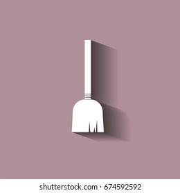 Vector image of a broom or a mop. Vector illustration with shadow