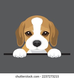 Vector image of a brown Beagle white-tan dog. Cute puppy