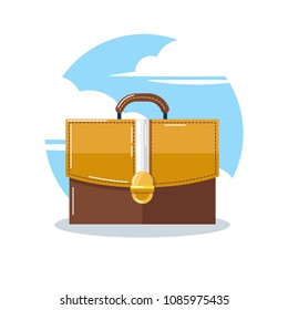  Vector image of a brown business portfolio for documents and business