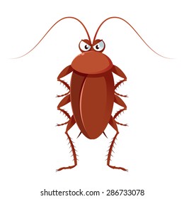 Vector image of a brown cartoon cockroach