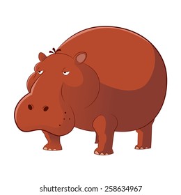 Vector image of a brown cartoon Hippopotamus