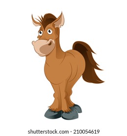 Vector image of an brown Cartoon horse