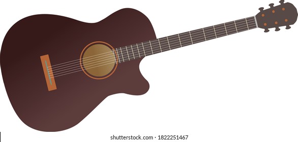 Vector image of a brown guitar