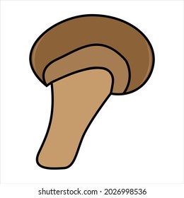 vector image of brown mushroom with black outline to complete the design