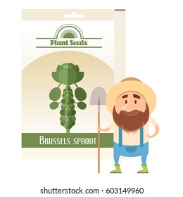 Vector image of the Brussels Sprout seed pack