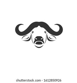 Vector image of an buffalo black and white. design style. animal. art. symbol. logo. Mammals. Wild buffalo. Illustrator. on white background