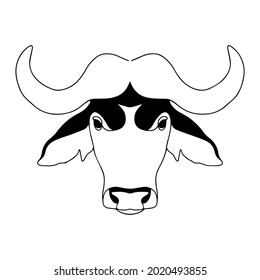 Vector image of a buffalo. Simple linear logo. Cattle icon. Bull head.