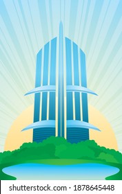 Vector image of building, office, hotel, architecture