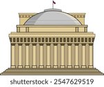 Vector image of building of opera and ballet theater, novosibirsk, siberia