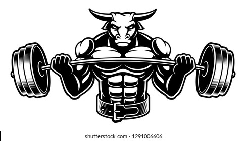 Vector Image Bull Barbell Illustration Bodybuilding Stock Vector ...