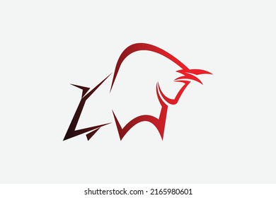 Vektorbild eines Stiers auf weißem Hintergrund. Logo, Symbol