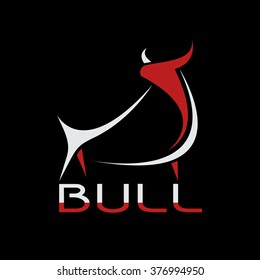Vector image of an bull design on a black background. Logo, Symbol