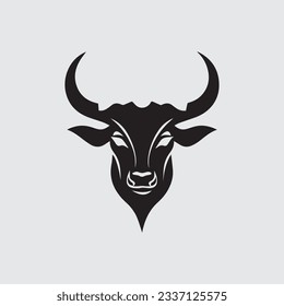 Vector image of a bull head on a grey background