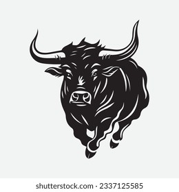 Vector image of a bull head on a grey background