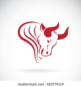 Vector image of an bull head on a white background, Bull Logo, Bull Tattoo, Vector Bull head for your design, Bull Icon