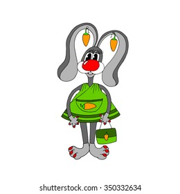 vector image of a bunny in a fashionable dress