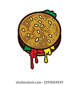 Vector image of Burger with melted sauce.
2d flat vector format.
for design elements, made with illustration software