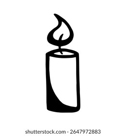 
Vector image of burning candle in doodle style. Christmas or romantic design element.