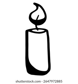 
Vector image of burning candle in doodle style. Christmas or romantic design element.
