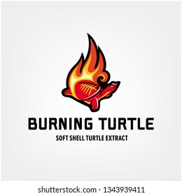 Vector image of burning turtle logo design. Soft shell turtle.