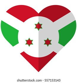 Vector image of the Burundi flat heart flag