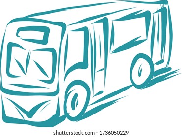 Vector image of a bus, tram, trolleybus in linear technique. The isolated image on a white background. Printing on clothes, wallpaper, fabric.