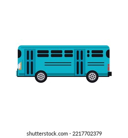 vector image bus type car icon blue color with white background