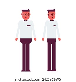 A vector image of a business character in 2 poses