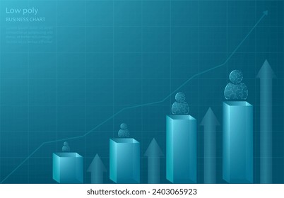 Vektorbild von Unternehmensgrafiken auf einem Raster, blauer Hintergrund. Wirtschaftsdiagramm auf einem Stand - Konzept von Wachstum, Geschäftsentwicklung, Gewinn-Vektorbild.