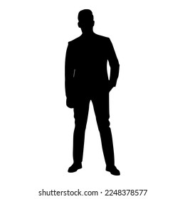 Vector image business man white background  Stands and one hand in his pocket 