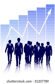 Vector image of business people. Black silhouettes