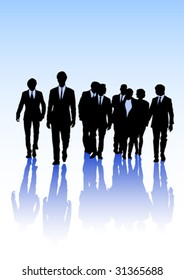 Vector image of business people. Black silhouettes