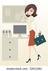 Vector image of a business women in office