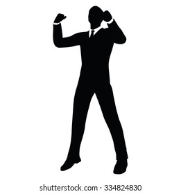 Vector Image - businessman silhouette in gorilla pose isolated on white background