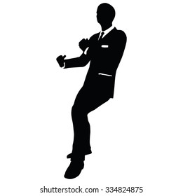 Vector Image - businessman silhouette in gorilla pose isolated on white background