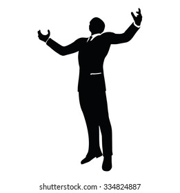 Vector Image - businessman silhouette in gorilla pose isolated on white background