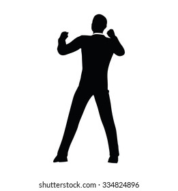 Vector Image - businessman silhouette in gorilla pose isolated on white background