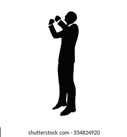 Vector Image - businessman silhouette in gorilla pose isolated on white background