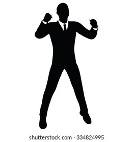 Vector Image - businessman silhouette in gorilla pose isolated on white background