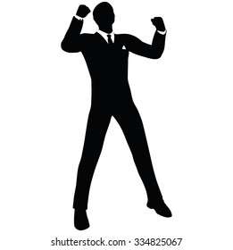 Vector Image - businessman silhouette in gorilla pose isolated on white background