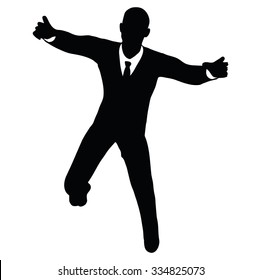 Vector Image - businessman silhouette in gorilla pose isolated on white background