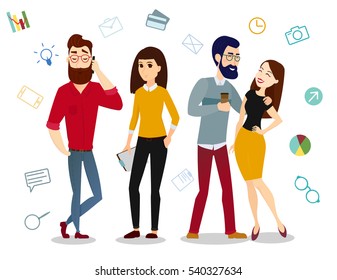 Vector image  of businessmen characters  working in office