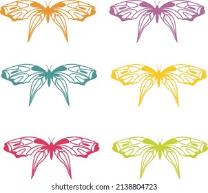 imagen vectorial de mariposas de diferentes colores